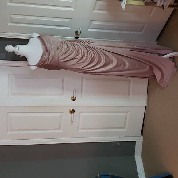 NWT Le Chateau XXL rose gold sparkly  floor-length evening gown NEW with tags - Picture 4 of 11
